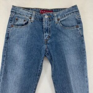 Levis 518 Superlow Bootcut Jeans Womens 5 JR L Medium Wash Blue Denim Stretch